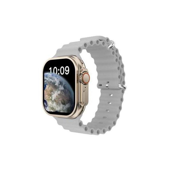 Smartwatch with a gray band on a white background