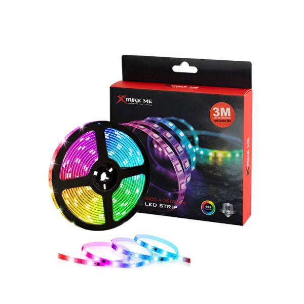 LED strip with packaging featuring Xtrieve Me branding on a white background
