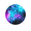 Round sticker with a colorful galaxy design on a white background