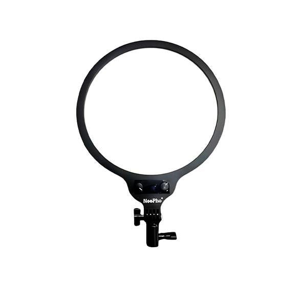 Black ring light on a white background