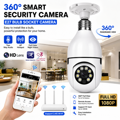 Mini PTZ 1080P Bulb Security Camera WiFi | shopland.pk