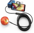 11.5ft endoscope cable camera connected to an Android phone displaying a live pipe inspection feed