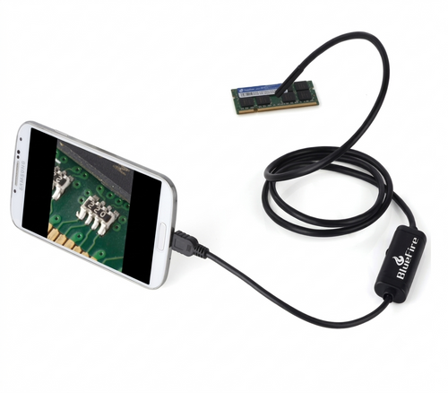 11.5ft endoscope cable camera connected to an Android phone displaying a live pipe inspection feed