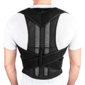 Front view of adjustable posture corrector back brace worn over a shirt