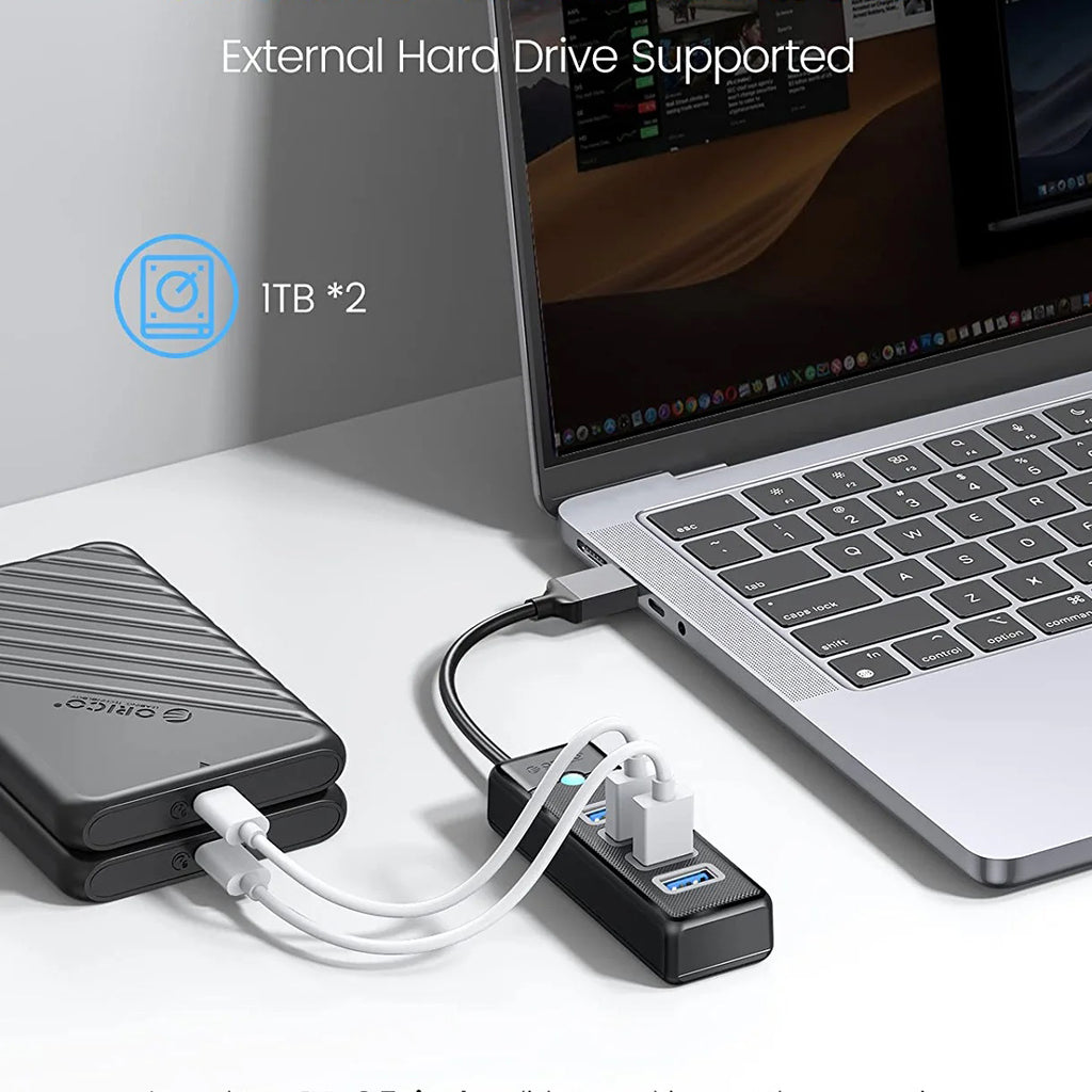 Pw4u Orico 4-port Usb Hub 3.0 5gbps High Speed Fast Data Transfer