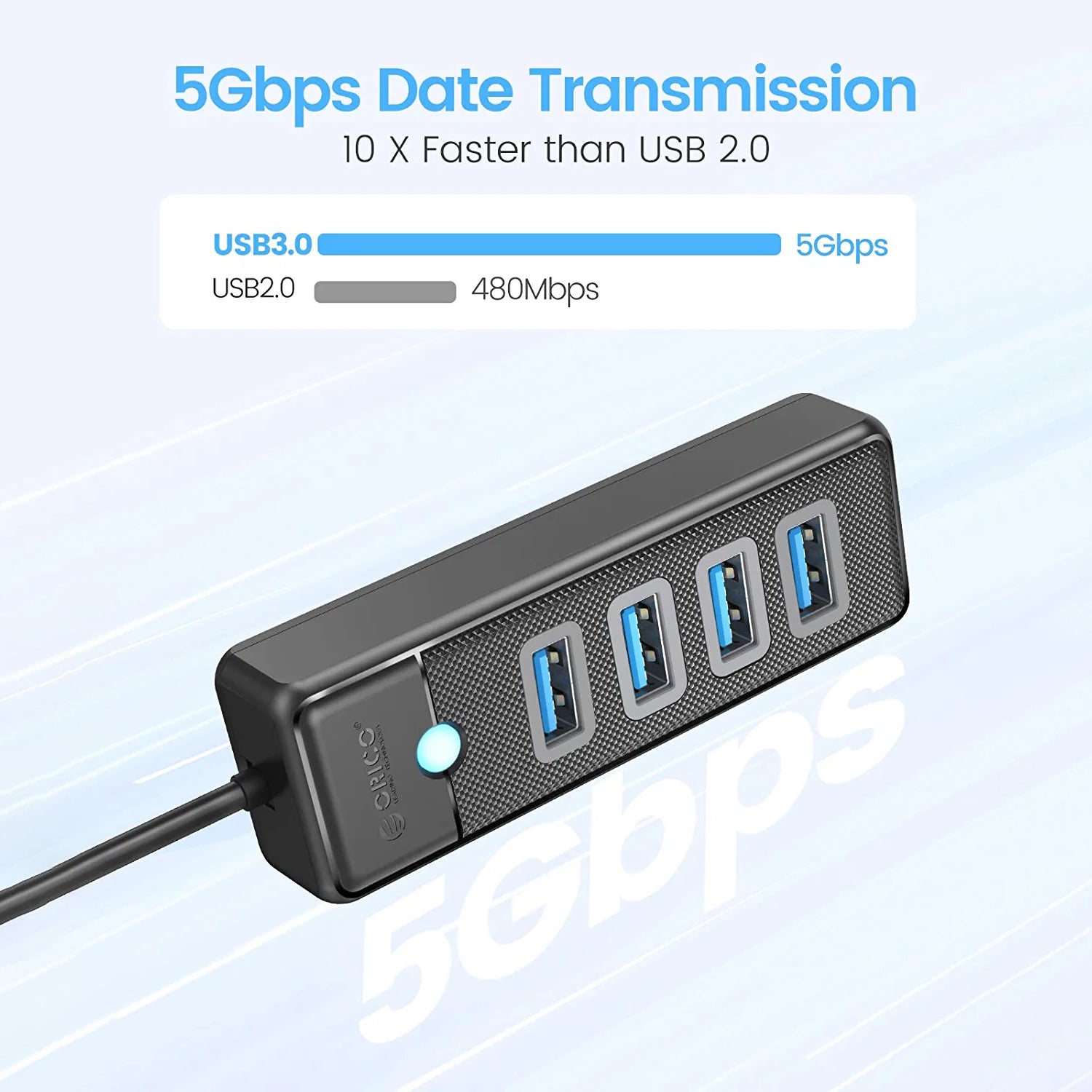 Pw4u Orico 4-port Usb Hub 3.0 5gbps High Speed Fast Data Transfer