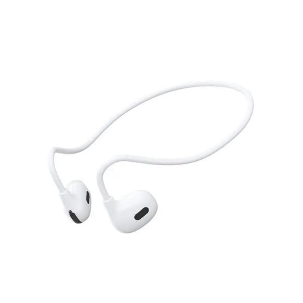 White wireless earbuds with a charging case on a white background