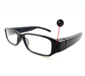 Front view of full hd 1080p spy glasses hidden camera in matte black frame
Side temple arm of spy camera glasses showing hidden single touch control button
Close up shot of the invisible micro pinhole lens on camera glasses
Full hd 1080p spy camera glasses shown with protective carrying case and usb cable
Person wearing full hd spy glasses capturing point of view video hands free