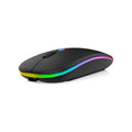 Black computer mouse with RGB lighting on a white background