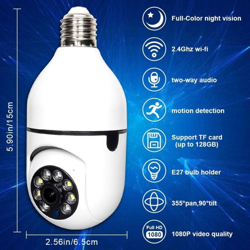 Mini PTZ 1080P Bulb Security Camera WiFi | shopland.pk