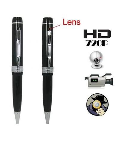 High definition 1080P video pen camera clipped onto a shirt pocket for covert recording