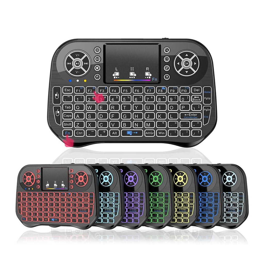 Speedx I10 mini keyboard illuminated in vibrant 7 color LED backlighting in low light  