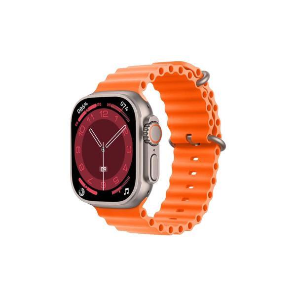 Smartwatch with an orange band on a white background